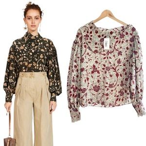 Ulla Johnson Rosemary Silk Blouse in Gardenia NEW